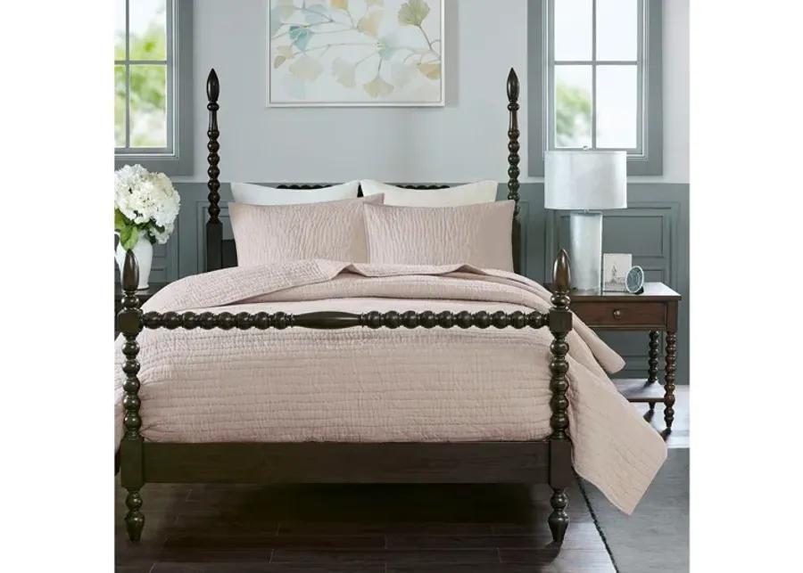 Serene Cotton Hand Quilted Blush King Coverlet Set