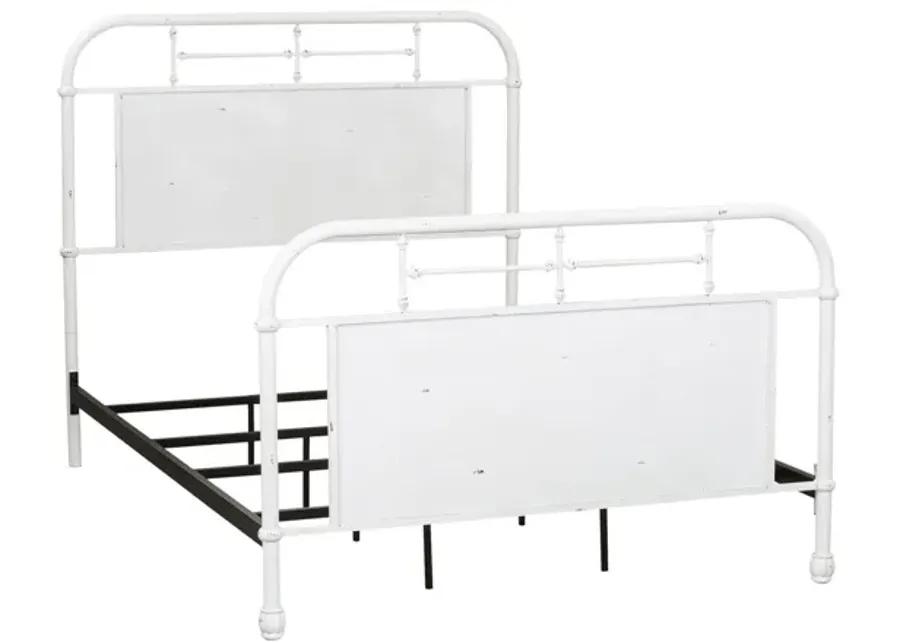 King Metal Headboard Vintage White