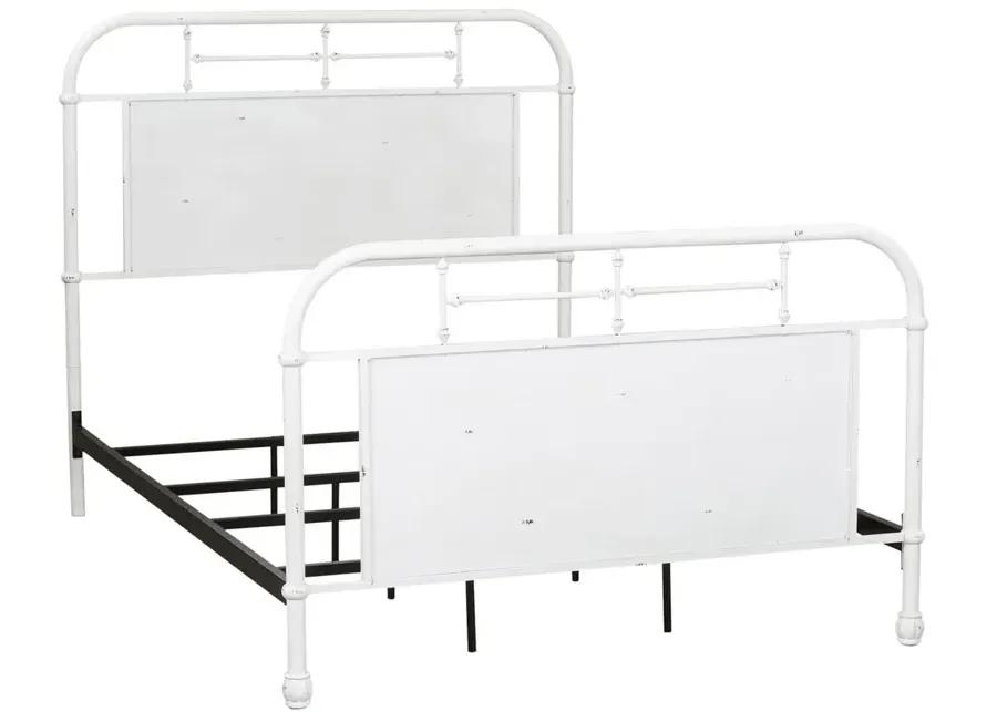 King Metal Headboard Vintage White