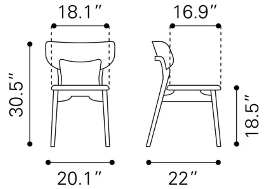 Russell Dining Chair (Set of 2) Walnut & Gray