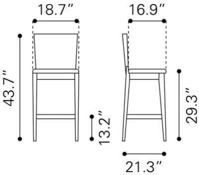 Ambrose Bar Chair (Set of 2) Walnut & Gray