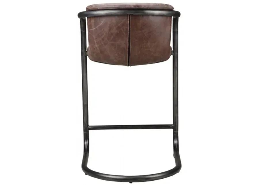 Freeman Counter Stool Grazed Brown Leather, Set of 2