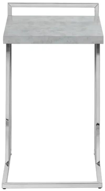 Grey Cement & Chrome Metal Accent Table