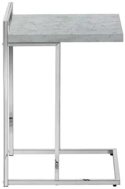 Grey Cement & Chrome Metal Accent Table