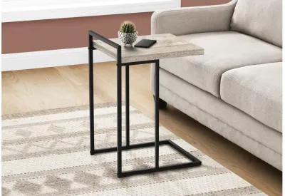 Taupe Reclaimed Wood Black Metal Accent Table