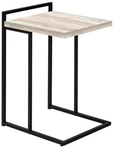 Taupe Reclaimed Wood Black Metal Accent Table