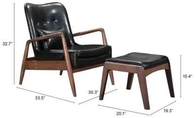 Bully Lounge Chair & Ottoman Black