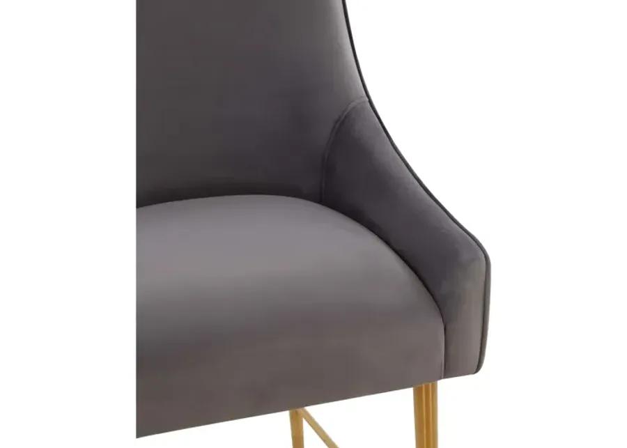 Beatrix Dark Grey Velvet Bar Stool - Gold Legs