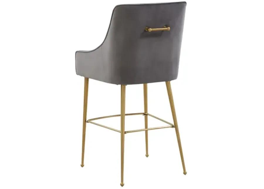 Beatrix Dark Grey Velvet Bar Stool - Gold Legs