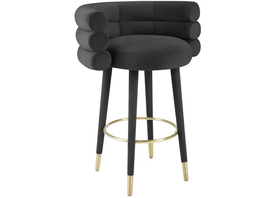 Betty Black Velvet Barstool