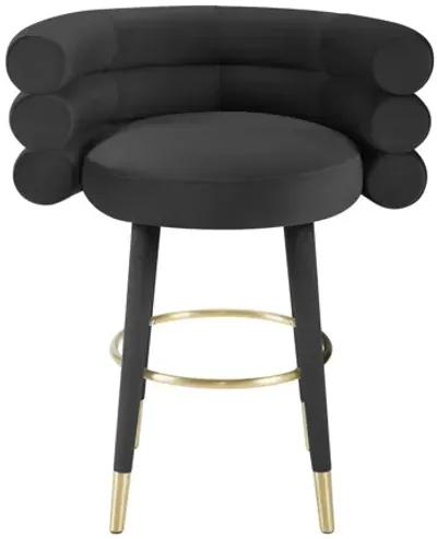 Betty Black Velvet Counter Stool