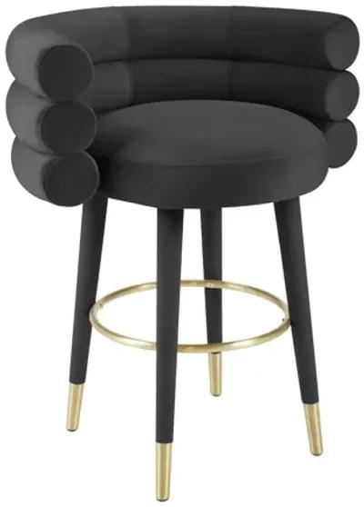 Betty Black Velvet Counter Stool