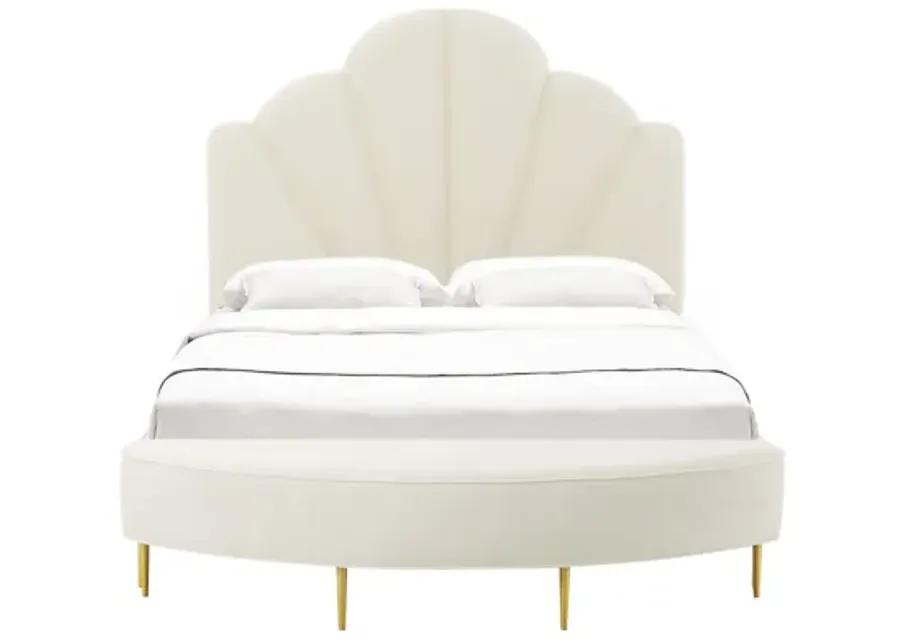 Bianca Cream Velvet Bed in Full