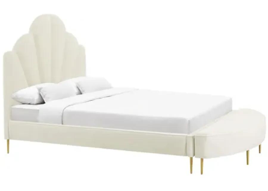 Bianca Cream Velvet Bed in Full