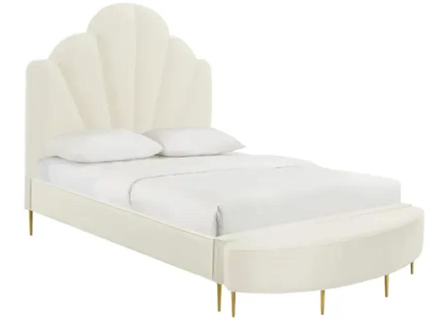 Bianca Cream Velvet Bed in Full