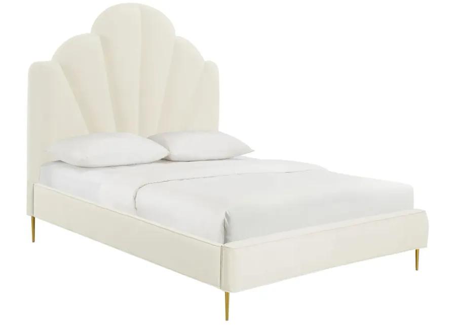 Bianca Cream Velvet Bed in Full