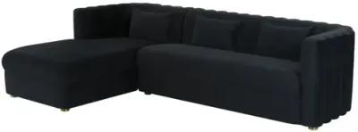 Callie Black Velvet Sectional with Left Arm Facing Chaise