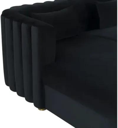 Callie Black Velvet Sectional with Left Arm Facing Chaise