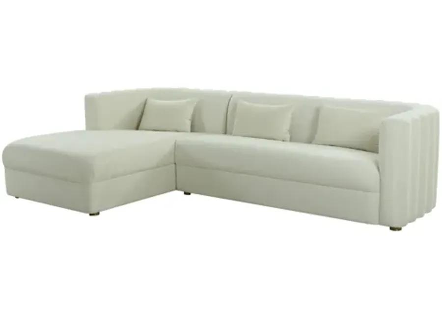 Callie Cream Velvet Sectional with Left Arm Facing Chaise