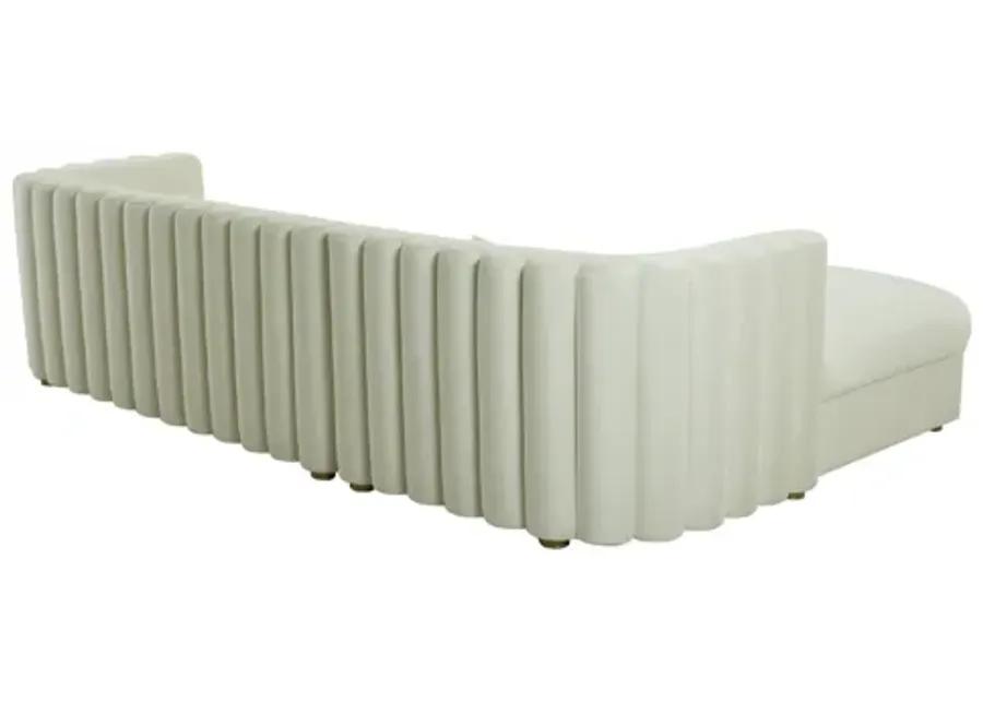 Callie Cream Velvet Sectional with Left Arm Facing Chaise