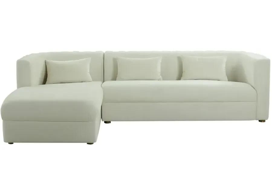 Callie Cream Velvet Sectional with Left Arm Facing Chaise