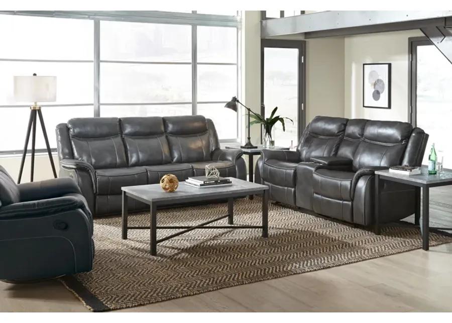 Avalon Charcoal Reclining Sofa with Drop Down Table