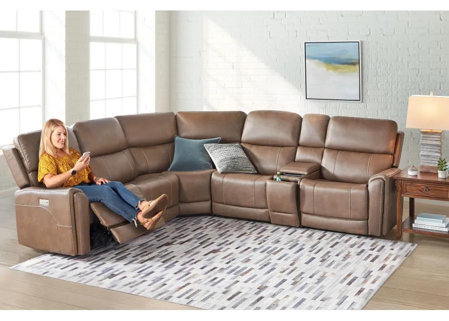 Troy 6-Piece Triple Power Reclining Sectional with Three Recliners