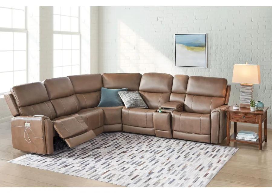 Troy 6-Piece Triple Power Reclining Sectional with Three Recliners