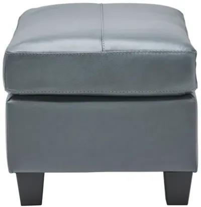 Wells Steel Leather Ottoman