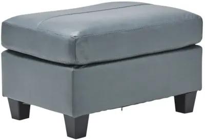 Wells Steel Leather Ottoman