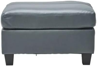 Wells Steel Leather Ottoman