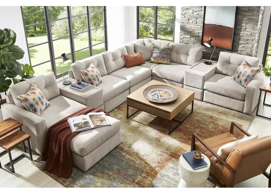 ModularOne Stone 8-Piece Sectional with E-Console & Left Arm Facing Chaise