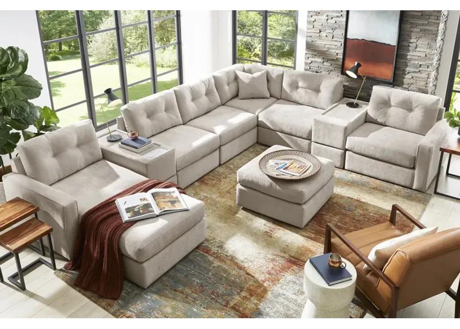 ModularOne Stone 8-Piece Sectional with E-Console & Left Arm Facing Chaise