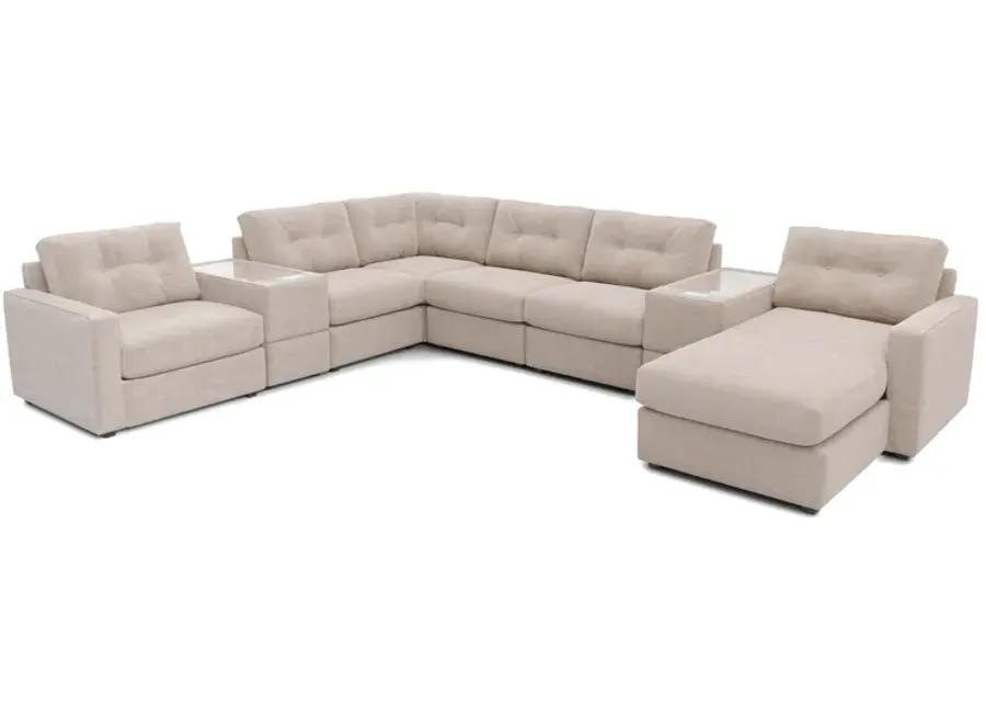 ModularOne Stone 8-Piece Sectional with E-Console & Left Arm Facing Chaise