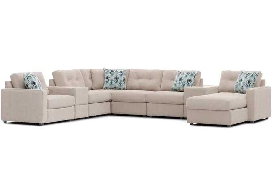 ModularOne Stone 8-Piece Sectional with E-Console & Left Arm Facing Chaise