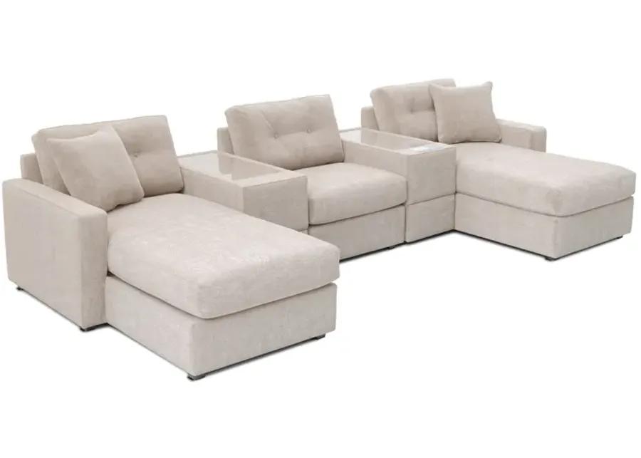 ModularOne Stone 5-Piece Sectional with E-Console & Dual Chaise