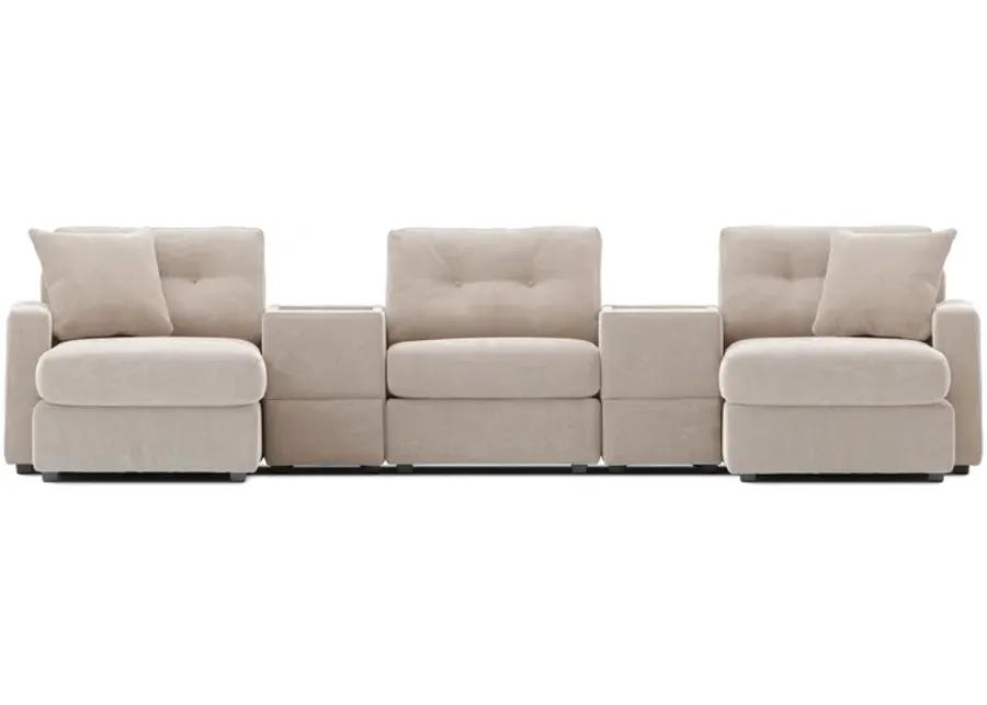 ModularOne Stone 5-Piece Sectional with E-Console & Dual Chaise