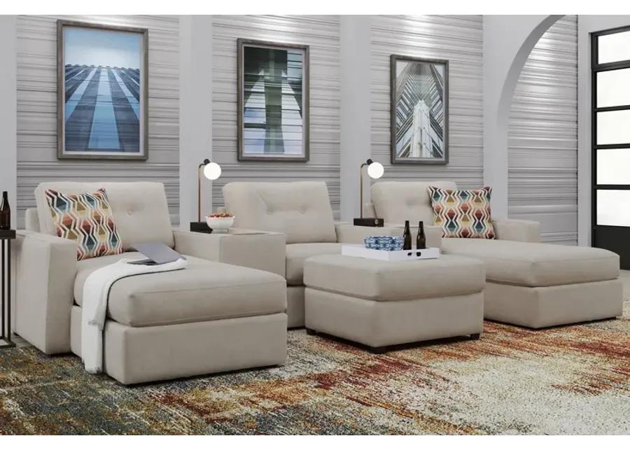 ModularOne Stone 5-Piece Sectional with E-Console & Dual Chaise