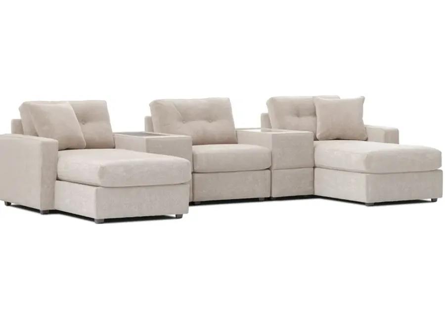 ModularOne Stone 5-Piece Sectional with E-Console & Dual Chaise