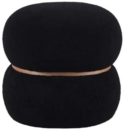 Helga Black Vegan Shearling Oval Ottoman