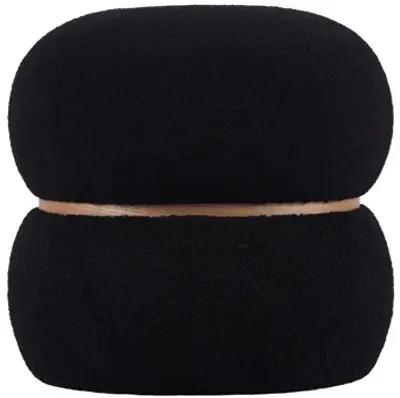 Helga Black Vegan Shearling Oval Ottoman