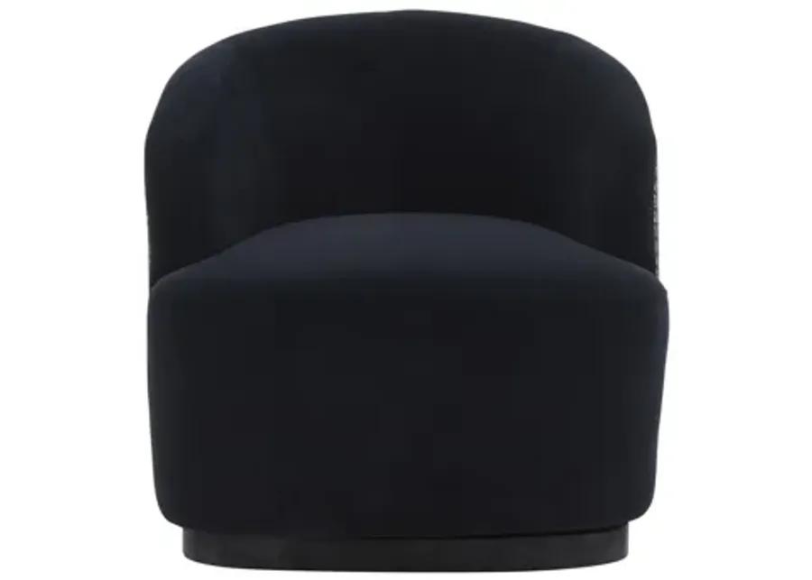 Reese Black Velvet Swivel Chair