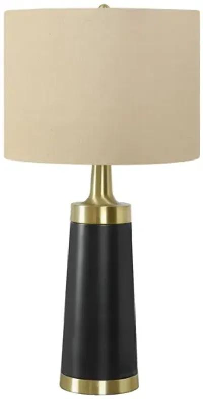 Black Metal & Gold Table Lamp with Beige Shade