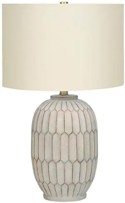 Textured Grey & Cream Resin Table Lamp