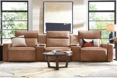 ModularTwo Brown 5-Piece Dual Power Reclining Sofa with Armless Chair