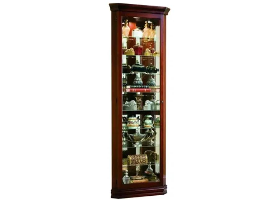 Lighted 8 Shelf Corner Curio Cabinet in Victorian Brown