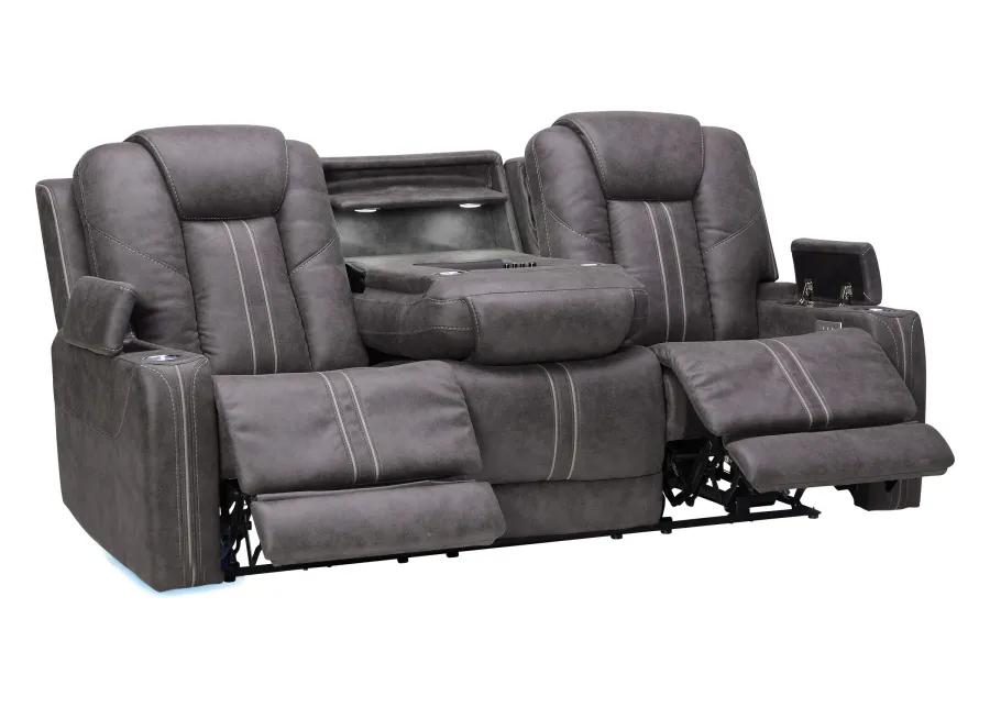 Maverick2 Grey Audio Triple Power Reclining Sofa