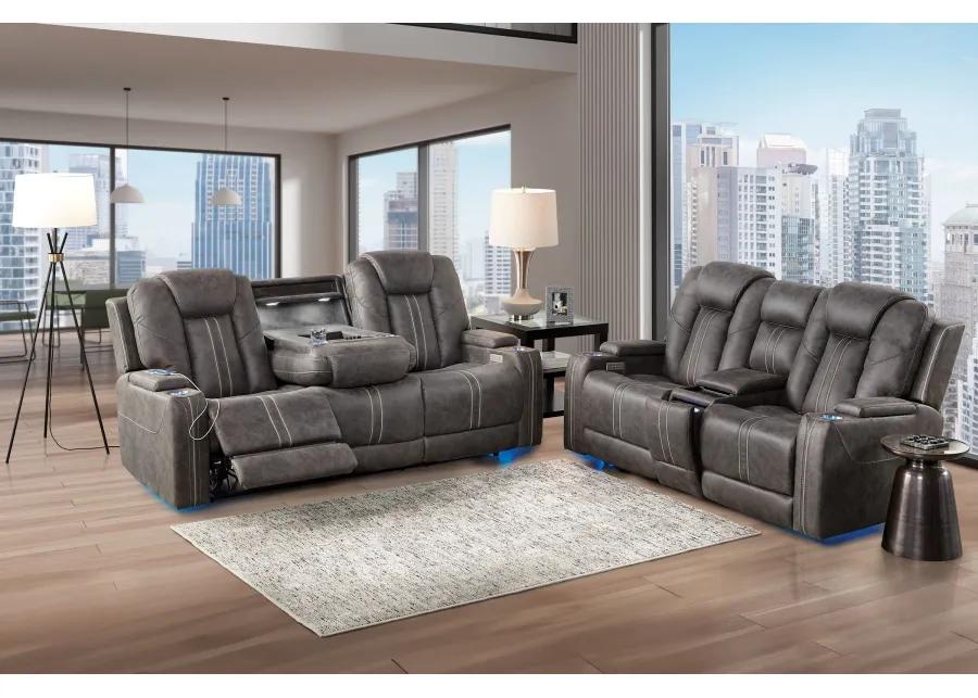 Maverick2 Grey Audio Triple Power Reclining Sofa