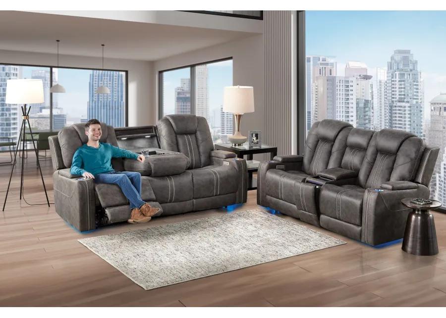 Maverick2 Grey Audio Triple Power Reclining Sofa