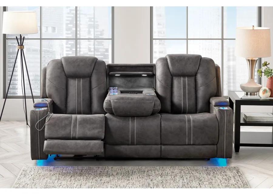 Maverick2 Grey Audio Triple Power Reclining Sofa